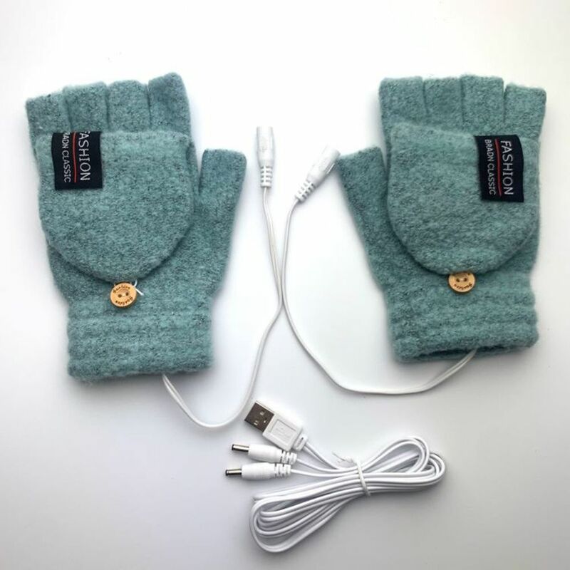 New Winter USB Warmer Mitten Full&Half Finger Electric Heating Gloves Heated Gloves
