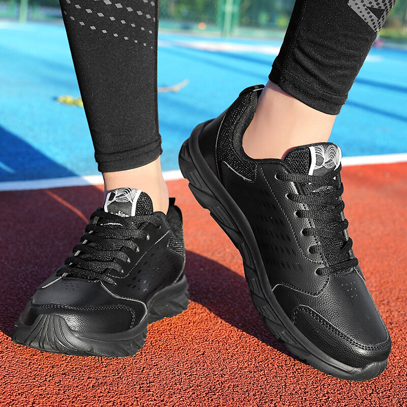 Tênis de couro antiderrapante ao ar livre para homens, calçados esportivos casuais artificiais, sapatos de lazer ao ar livre, alta qualidade, outono, inverno
