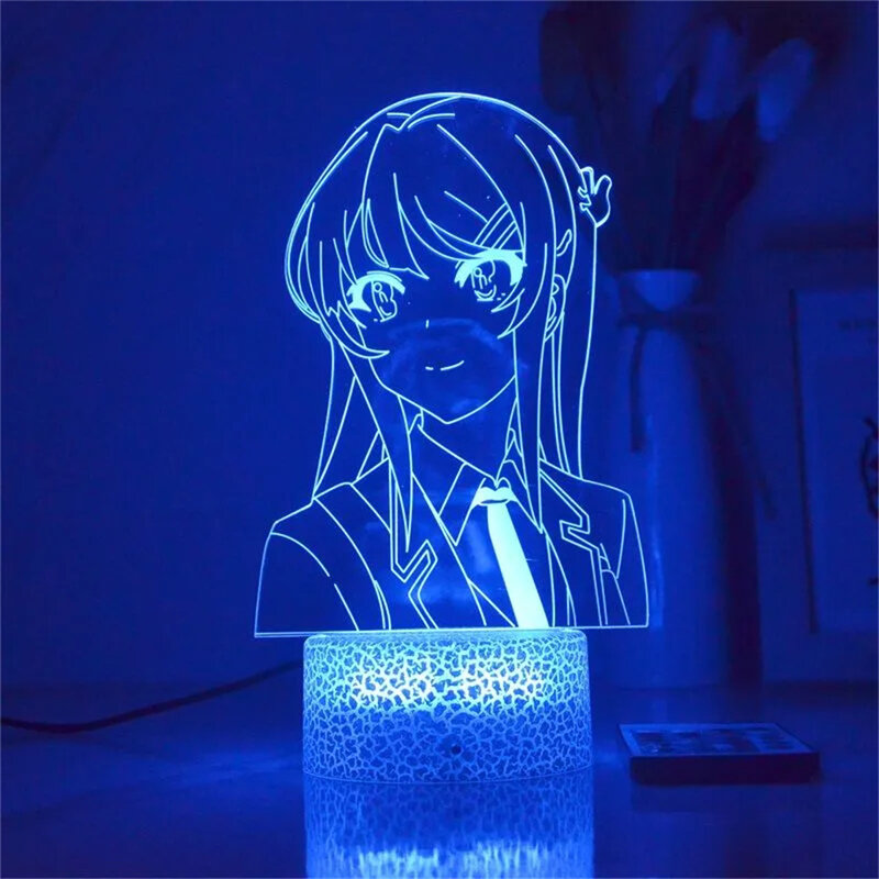 토끼 소녀 아크릴 LED 야간 조명 애니메이션 램프, 귀여운 예쁜 소녀 테이블 램프, 섹시한 여성 침실 장식 선물, 3D 야간 조명