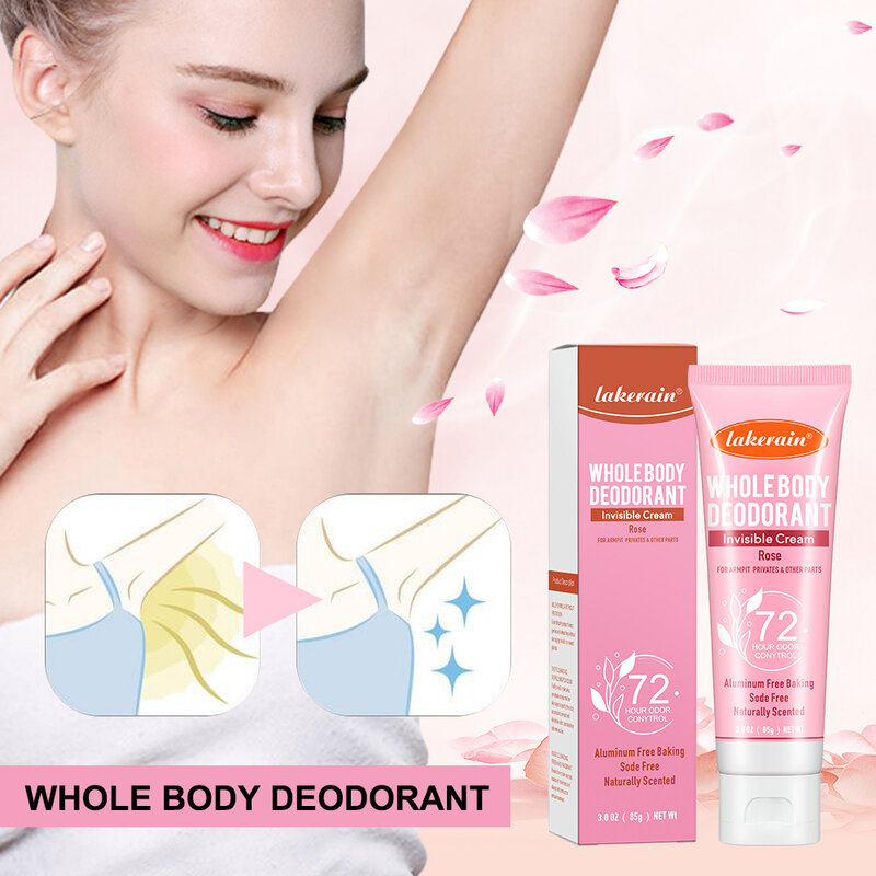 Lakerain desodorante corporal de larga duración, crema fresca hidratante, desodorante de cuerpo completo, desodorante de frutas, cosméticos al por mayor, 72 horas