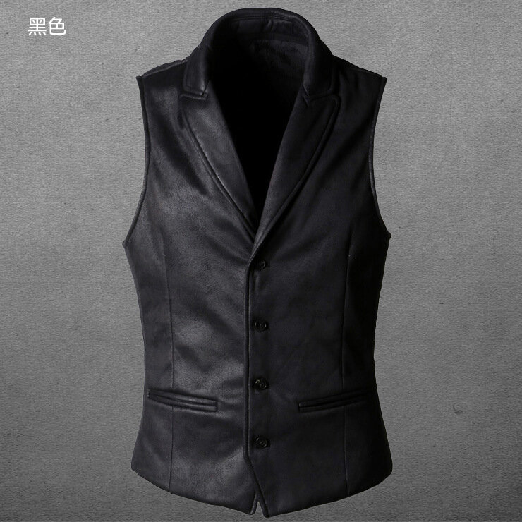 2023 Men's Autumn and Winter Men's Fashion New Suede Single-Breasted Vest