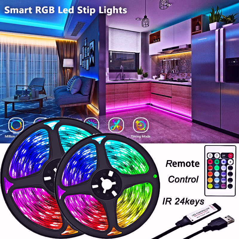 Tira de Luces LED de hielo SMD5050, iluminación de fondo de escritorio para pantalla de TV, cambio de Color, decoración de dormitorio, DC5V, 1m, 2m, 3m, 4m, 5m
