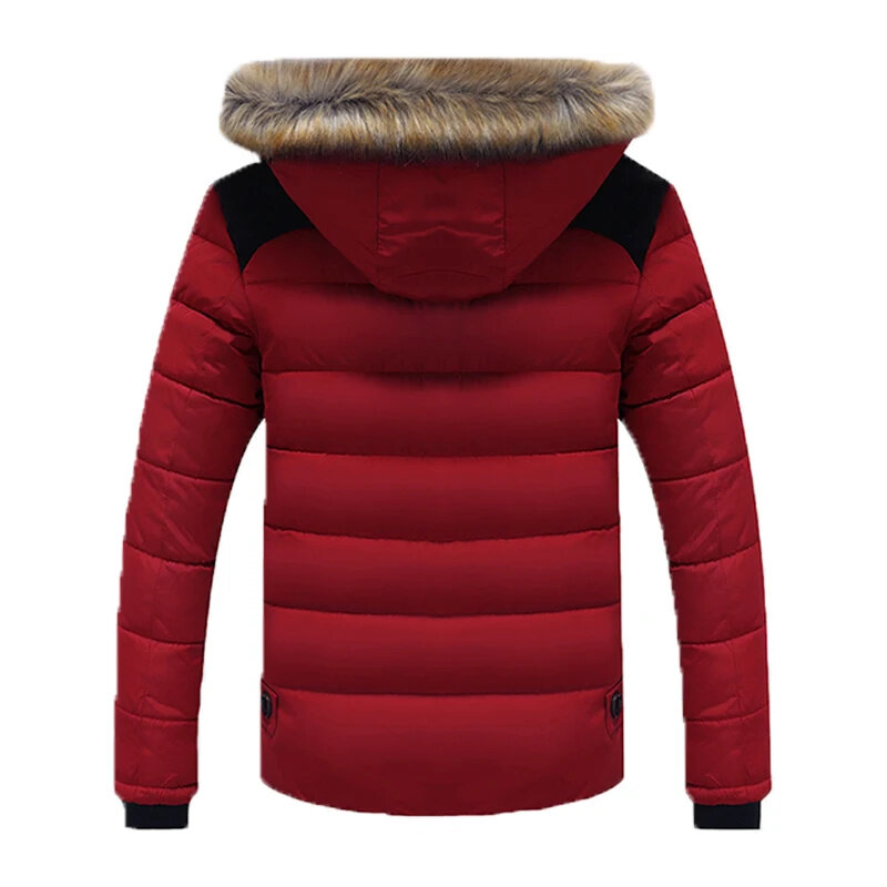 Новинка 2024, Мужская зимняя модная повседневная ветрозащитная сохраняющая тепло плюшевая утепленная хлопковая куртка с меховым воротником, Съемная куртка с капюшоном
