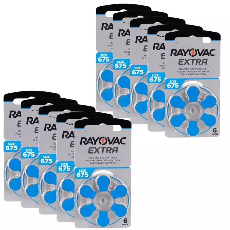 Rayovac-Bateria de Aparelhos Auditivos, Baterias de Aparelhos Auditivos de Alto Desempenho, 675A, 675, PR44, Extra A675, 60 Pcs