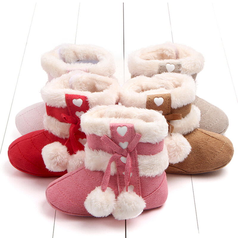 لطيف القوس الدافئة أفخم بوم أحذية للأطفال حديثي الولادة الفتيات ، أحذية المشي للطفل ، الرضع الأولى مشوا ، الثلوج ، الشتاء