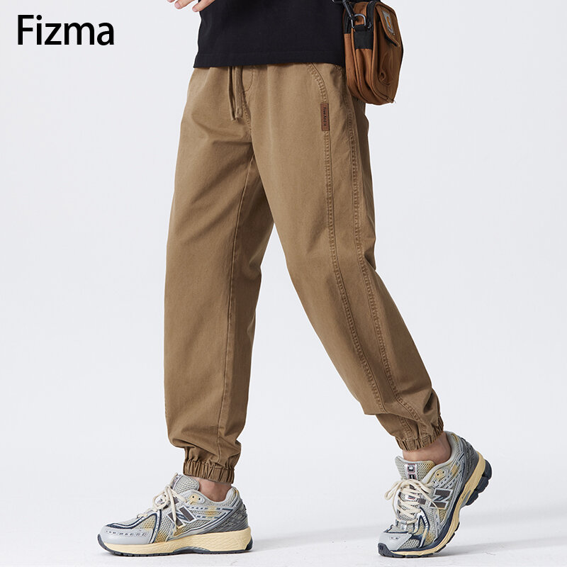 Fizma-pantalones Cargo para hombre, pantalón informal de tela suave, holgado, liso, sencillo, estilo Harem, Y2k, primavera y verano