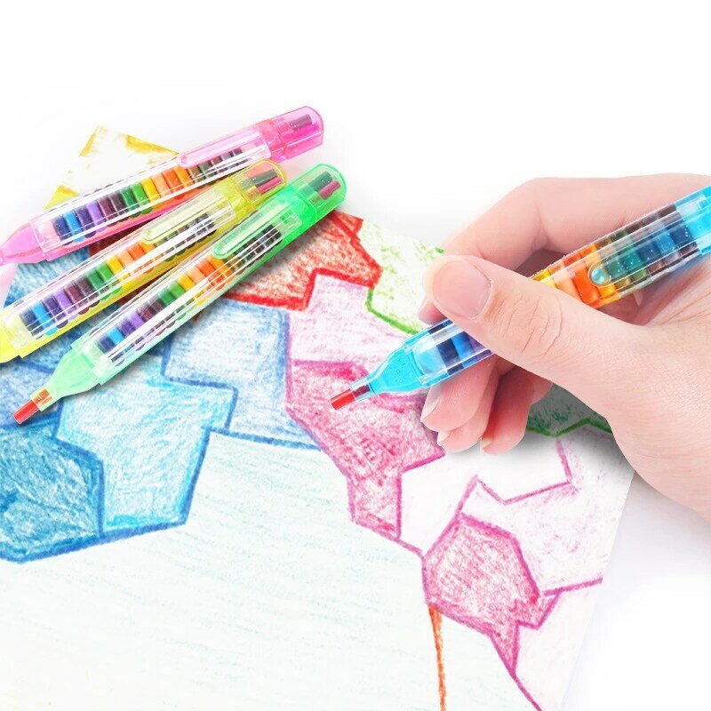 Lápis Multicolor Desenho Colorido Criativo, Caneta de Escrita Kawaii para Crianças, Presente de Papelaria Escolar, Giz De Arte, Estudante, 20 Cores, 1Pc
