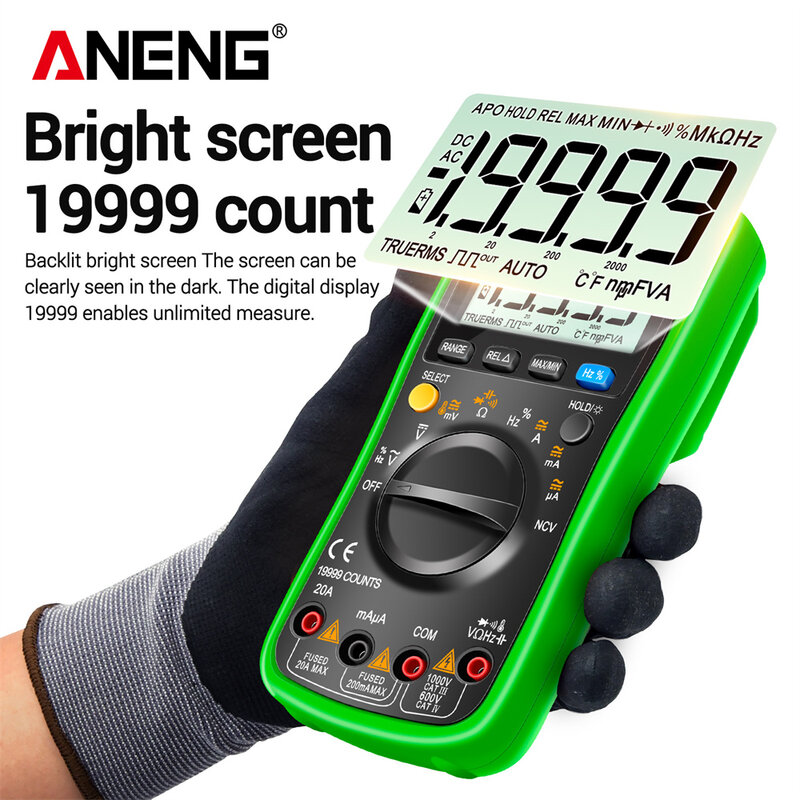 ANENG-AN870デジタル距離計,1999カウント,真のrms,トランジスタテスター,volume,プロフェッショナル静電容量計