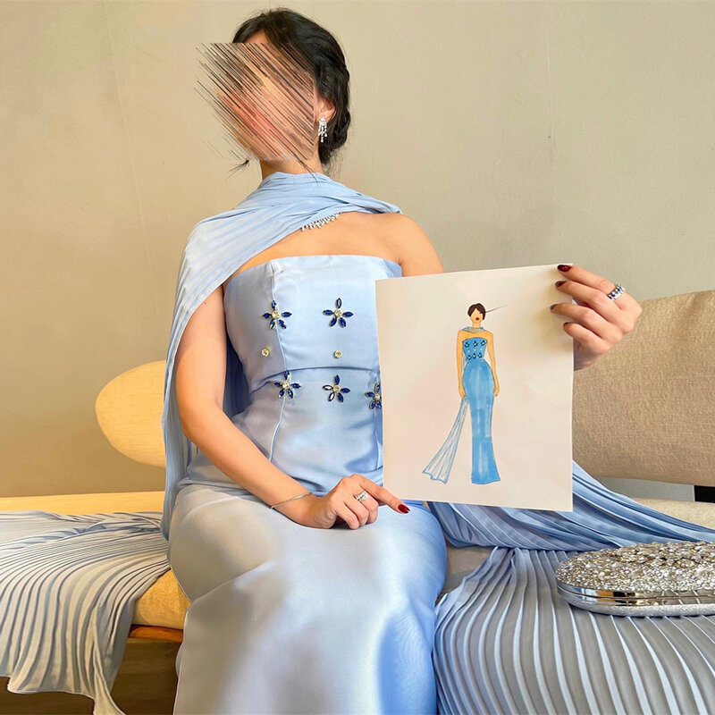 Mobuye 2024 Arab Dubai träger losen Ausschnitt Ballkleid ärmellose Abend mode elegantes Party kleid für Frauen
