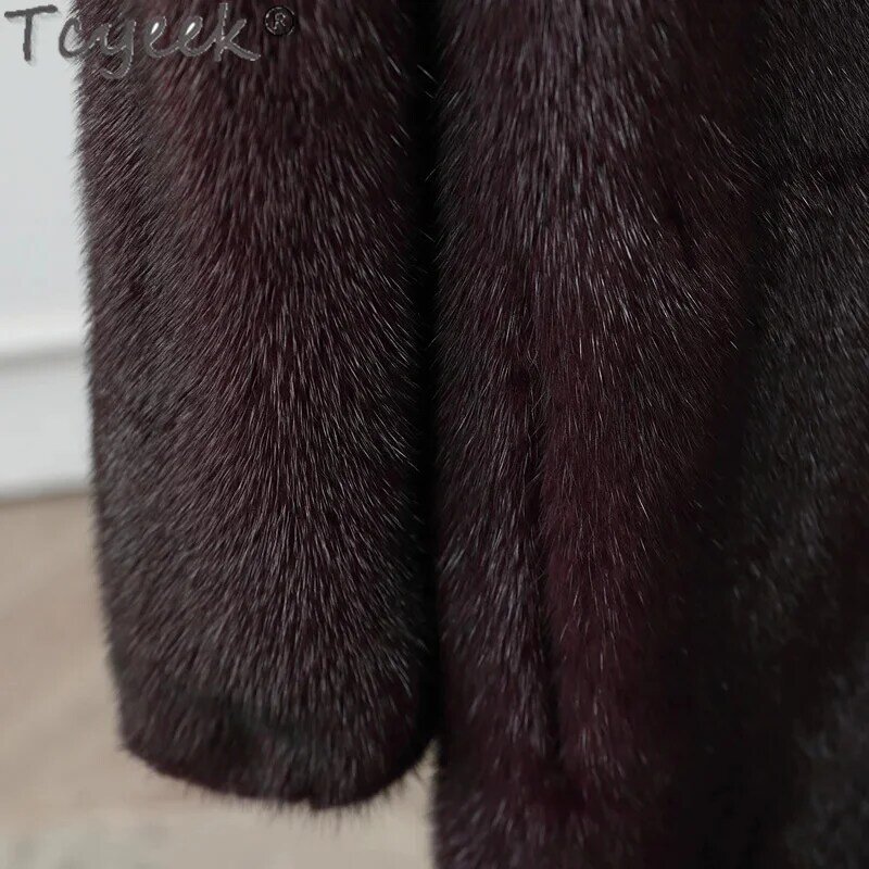 Tcyeek-Manteau Entier en Fourrure group pour Femme, Veste d'Hiver Haut de Gamme, à la Mode, 2024