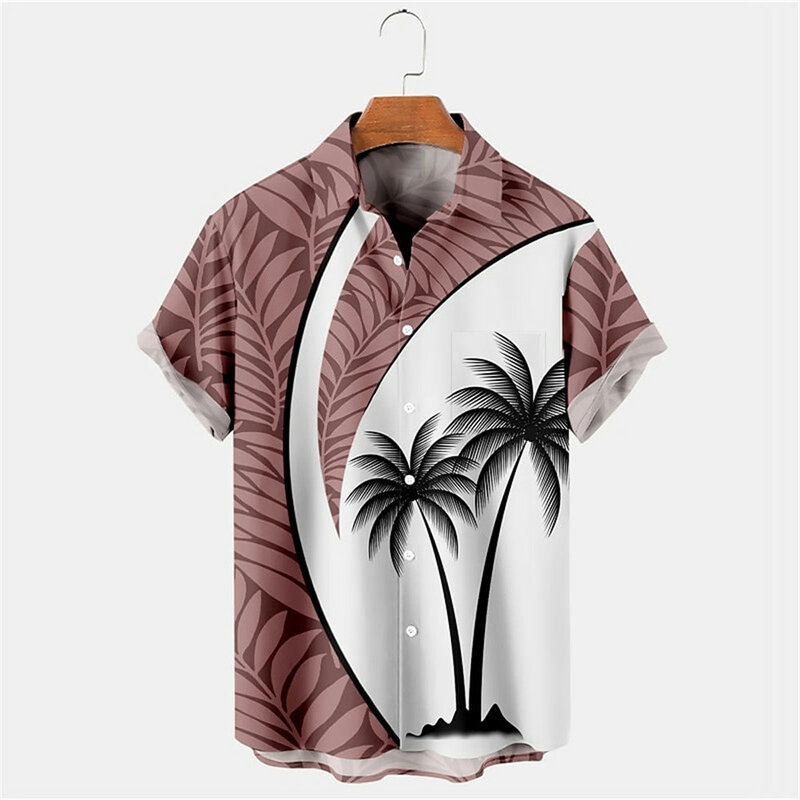 Kaus tanaman 3d untuk pria, kemeja pantai motif bunga Hawai ukuran besar musim panas 2023