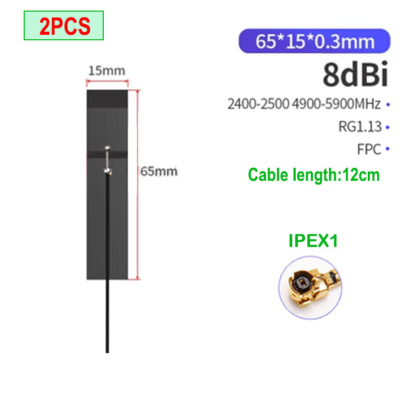 Eoth-antena wifi iot de doble banda, placa blanda PCB/FPC de 2 piezas, 5,8 Ghz, 2,4 ghz, Bluetooth integrado, ganancia de parche ipex 1 8dbi