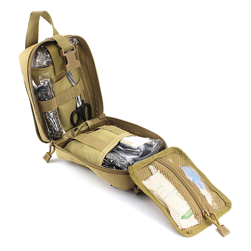 Mochila táctica de camuflaje al aire libre, bolsa de viaje multifuncional, impermeable, kit de primeros auxilios militar, bolsillo de emergencia deportivo