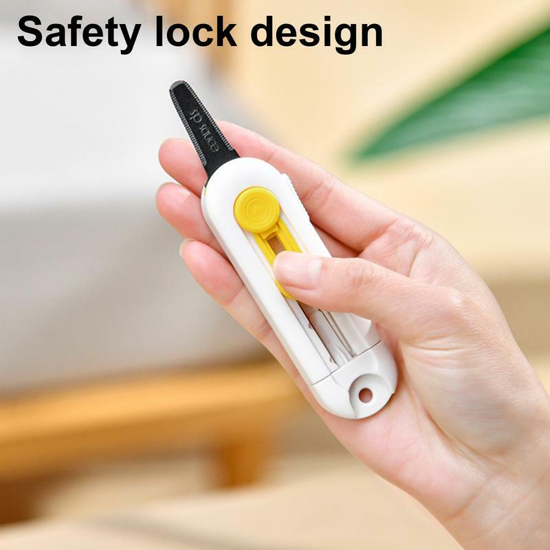 Box Cutter Retractable Mini Box Opener Magnet Box Cutter Retractable Razor Safety Lock Box Cutter For Cartons Cardboard Boxes