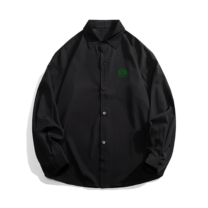 Camisa preta confortável dos homens, design clássico, All-Match S