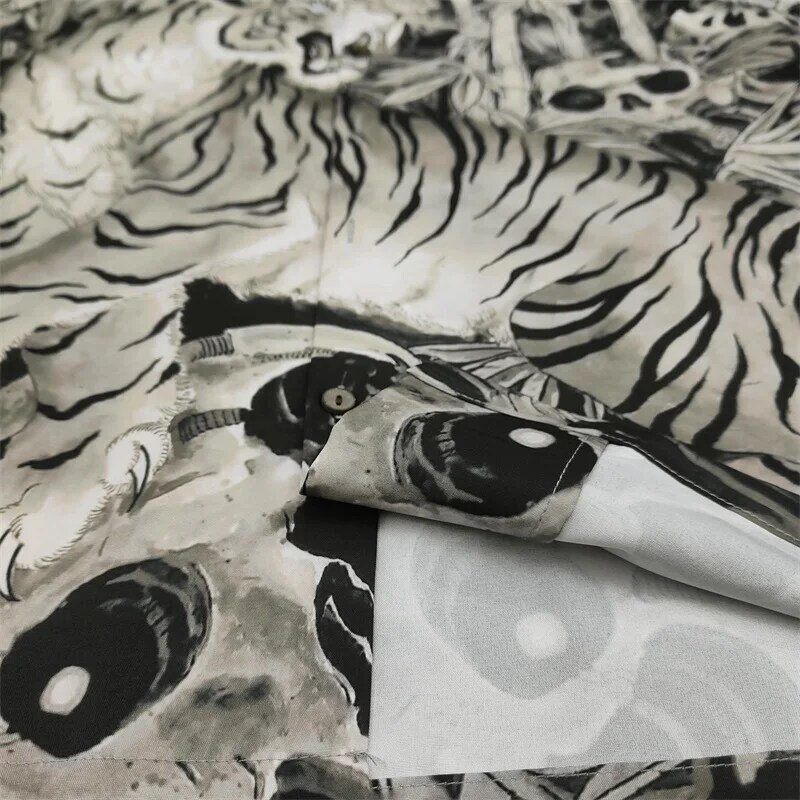 Modny nadruk tygrysa WACKO MARIA koszula z długim rękawem wysokiej jakości koszula w stylu vintage męska damska WACKO MARIA koszula hawajska