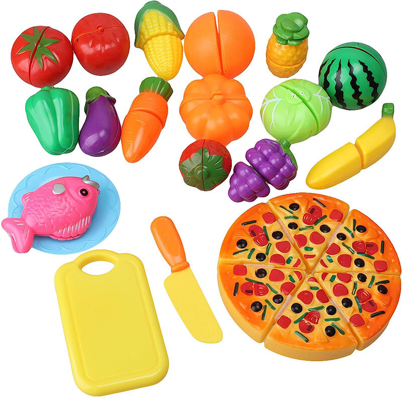 Dzieci udają, że bawią się w zabawki w kształcie jedzenia dla dzieci zestaw kuchenny zestaw do zabawy z owocami i warzywami zabawki na Boże Narodzenie prezent urodzinowy dla malucha