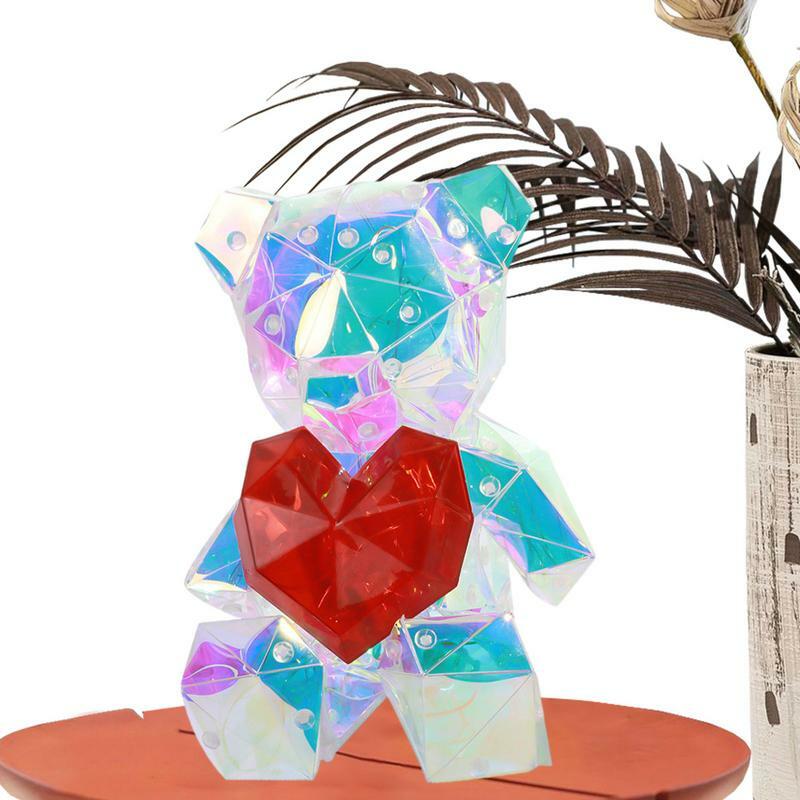 Valentines Day Gift Glowing Teddybear Kawaii Women Desk Gift Ambient Nightstand With Color Changing For Nursery Light Night