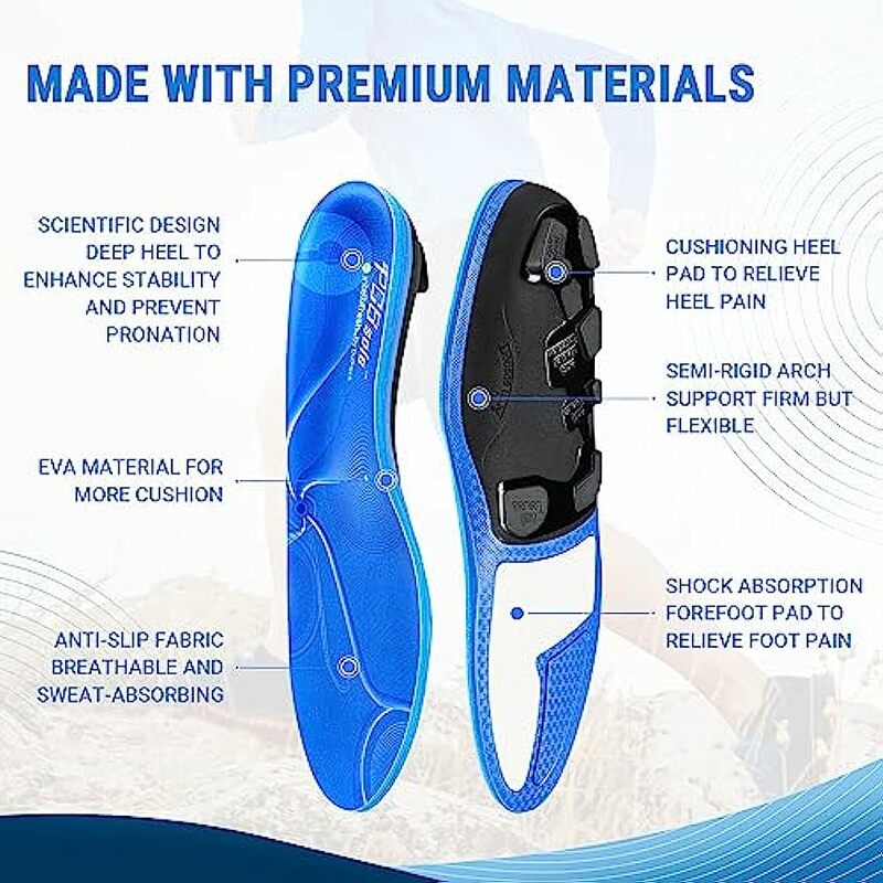 PCSsole Orthotic High Arch Support Insoles for Flat Feet, Heel Pain,Plantar Fasciitis,Metatarsalgia,Over Pronation for Men Women