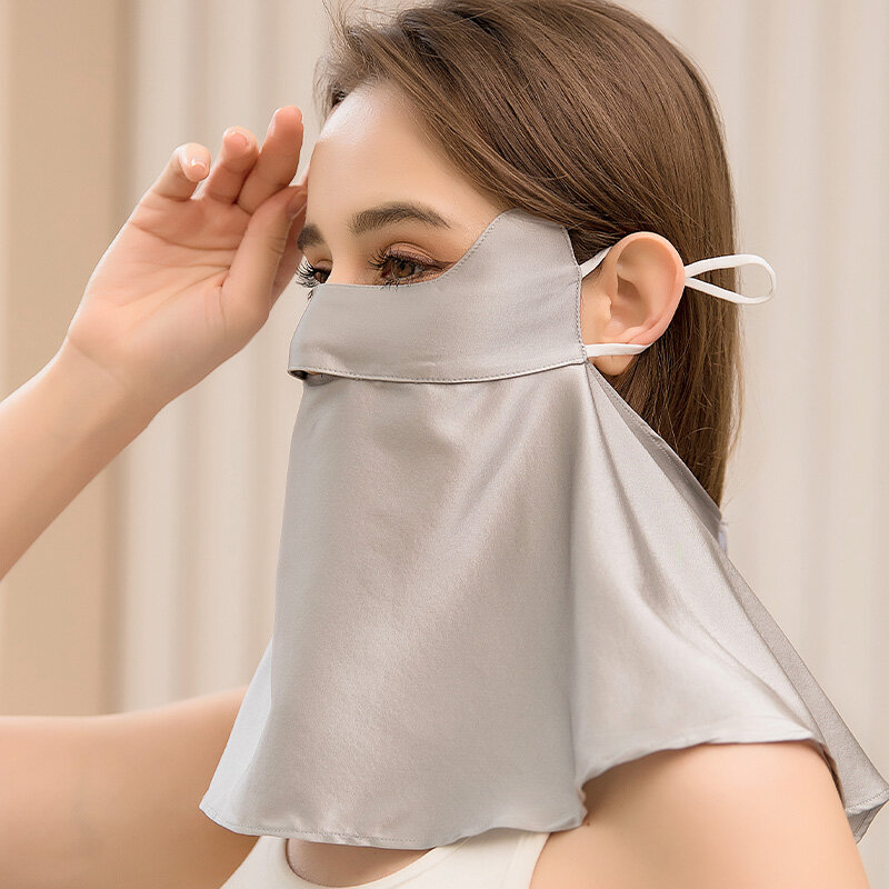 Máscara protetora de seda rosto cheio anti ultravioleta máscara facial sensível músculo verão máscara facial feminino