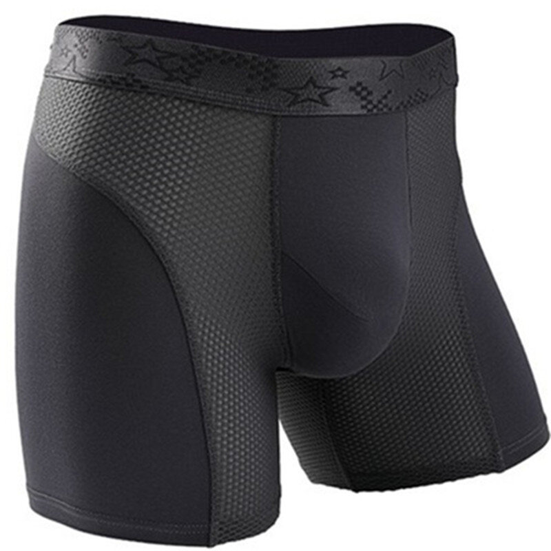 Mens Underwear Modal Boxers Shorts Homme Solid Mesh Breathable Pouch Panties Man Long Leg Underpants Cueca Calzoncillos L-6XL