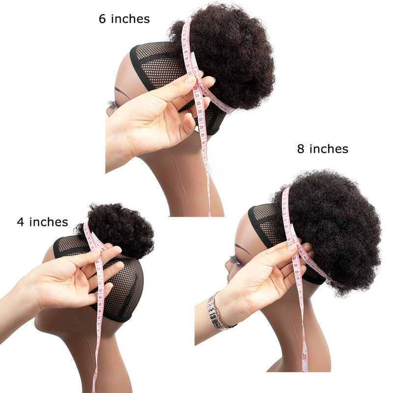 Tanjet-coleta Afro rizada con cordón, pelo humano, moño rizado, brasileño, hairextension, moño Natural de 6 pulgadas