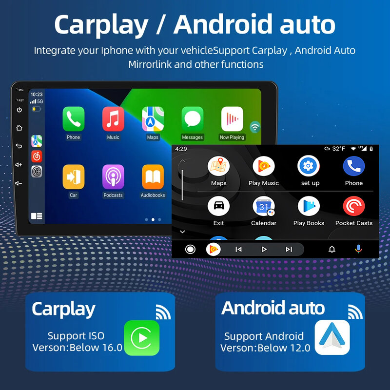 Podofo-Rádio de Carro Android para Chevrolet Camaro, Carplay, Jogador estéreo, Autoradio, WiFi, Navegação GPS, FM, RDS, 2Din, 2008-2015, 6G + 128G