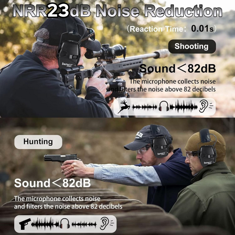 Electronic Shooting Earmuffs Tactical Impact Sound Amplification Headset Ear Protection Anti-noise Ear Muff Outdoor Sports 1pc