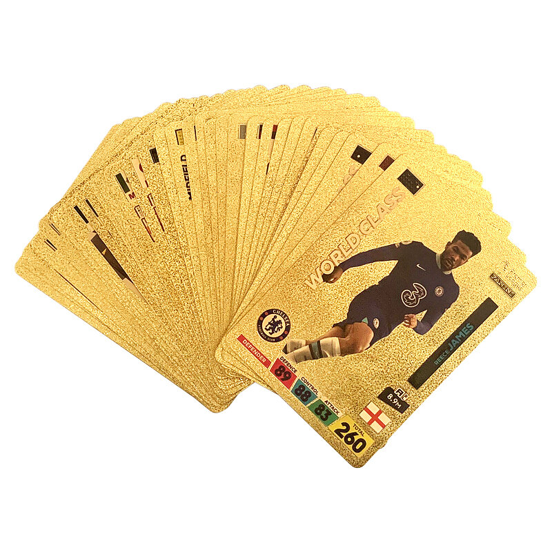 Tarjetas doradas de estrellas del fútbol mundial, tarjetas doradas de edición limitada de 27/55 piezas, juguetes de jugador de fútbol de Material plástico, paquete de regalos para fanáticos de los niños