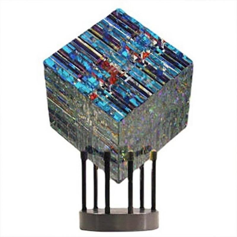 Escultura de cristal de cubo mágico, Decoración de mesa, Diamante K9, imitación de cristal, colorido, novedad de 2023