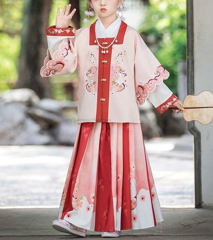 Pakaian tradisional Hanfu Cina kostum panggung dansa rakyat putri kuno anak perempuan Oriental Cosplay antik gaun Hanfu Set