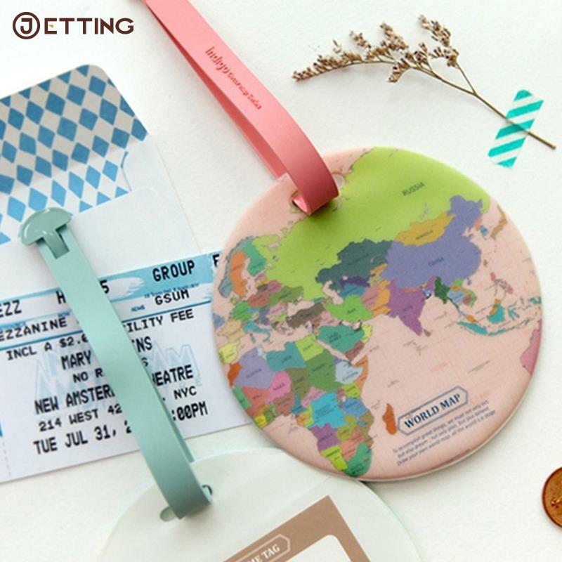 Fashion Map Luggage Tag Women TravelAccessories Silica Gel Suitcase ID Address Holder Baggage Boarding Tag Portable Labelet sacs