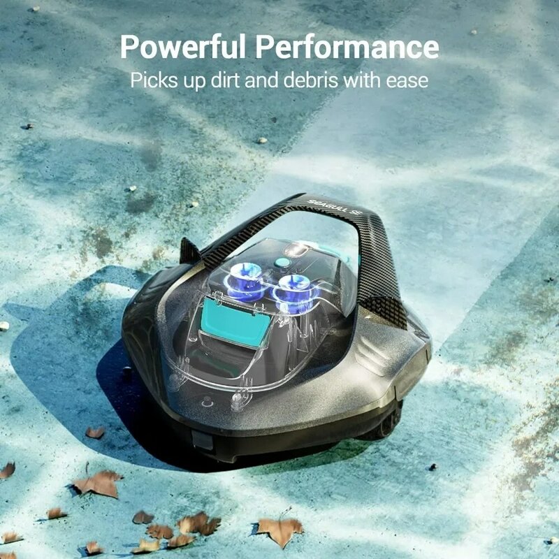 LED Indicator, Self-Parking,Gray, Seagull SE Cordless Robotic Pool Cleaner, Pool Vacuum Lasts 90 Mins