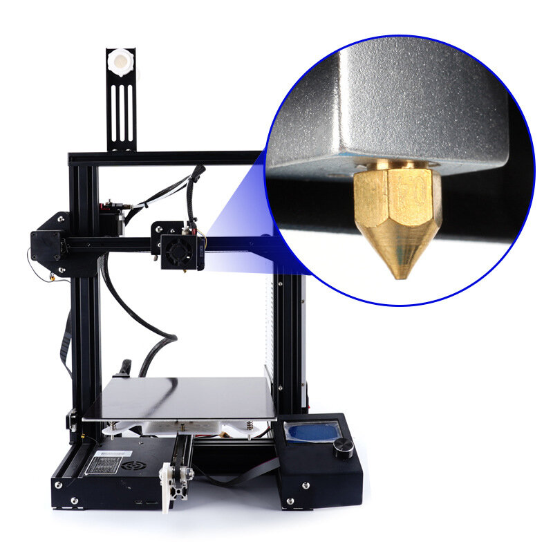 Детали для 3D-принтера, экструдер с заостренным желтым медным соплом, Печатная головка для Makerbot MK8 1,75 мм (0,2/0,3/0,35/0,4/0,5/0,6/0,8/1,0 мм)