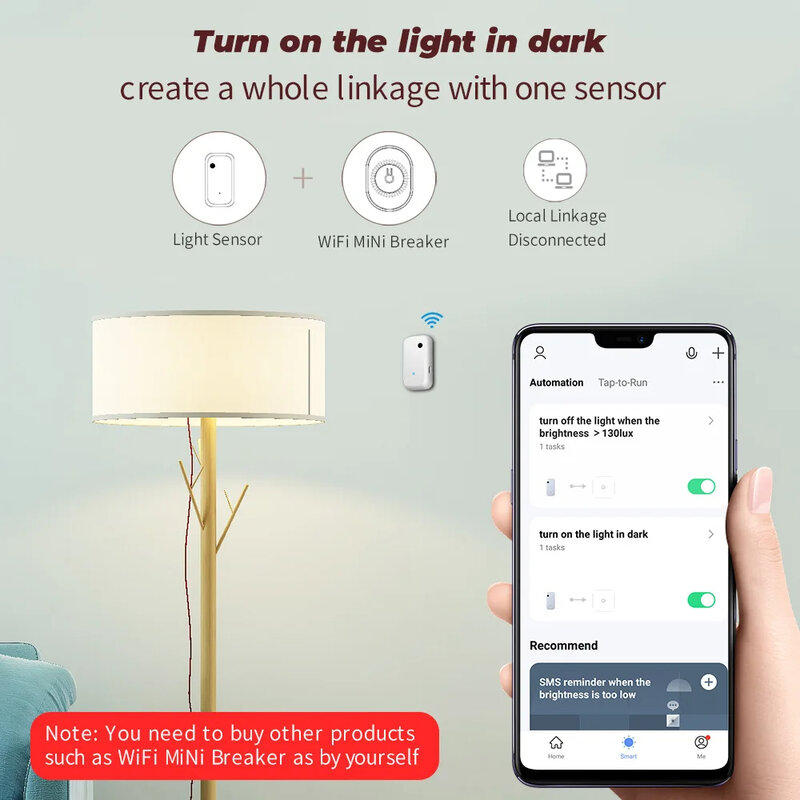 Tuya ZigBee WiFi sensore di luce Smart Home sensore di illuminazione APP controllo del collegamento rilevatore di luminosità automazione dell'illuminazione