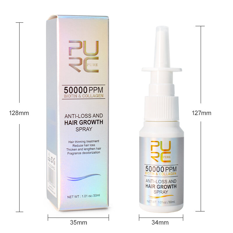 PURC-productos para el crecimiento del cabello para hombres y mujeres, tratamiento para la caída del cabello, Spray de crecimiento rápido, aceite espeso para el cuidado del cabello