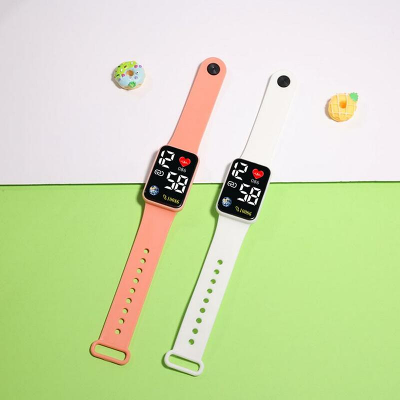Jam tangan anak dapat disesuaikan siswa anak-anak jam tangan elektronik Led dengan persegi tombol bumi tali silikon lembut jam tangan olahraga Digital