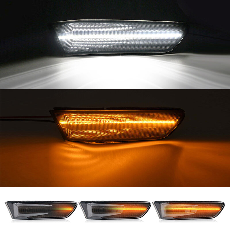 2Pcs Smoked Lens LED Side Fender Marker Lamp For Infiniti V35 G35 Coupe Nissan Skyline 350GT 2003-2007 DRL Lights