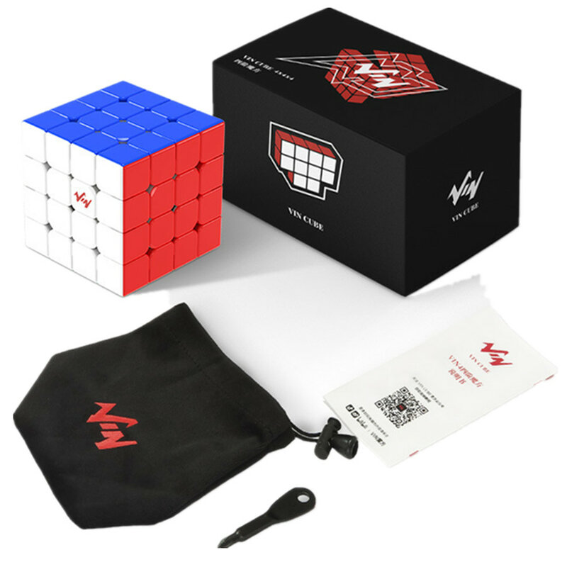 Vin cube 4x4x4 magische würfel magnetisches uv aufkleber loses spielzeug für kinder profession elles spielzeug cubo magico puzzle cube