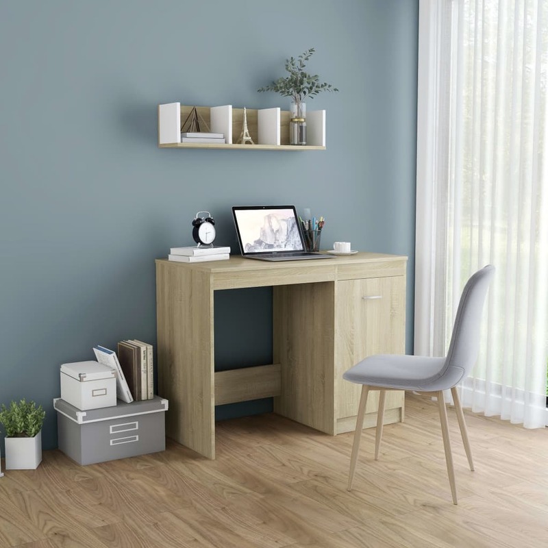 Escritorio gris 39,4 "x 19,7" x 29,9 "Chipboard estudio MESA DE ESCRITURA hogar muebles de oficina