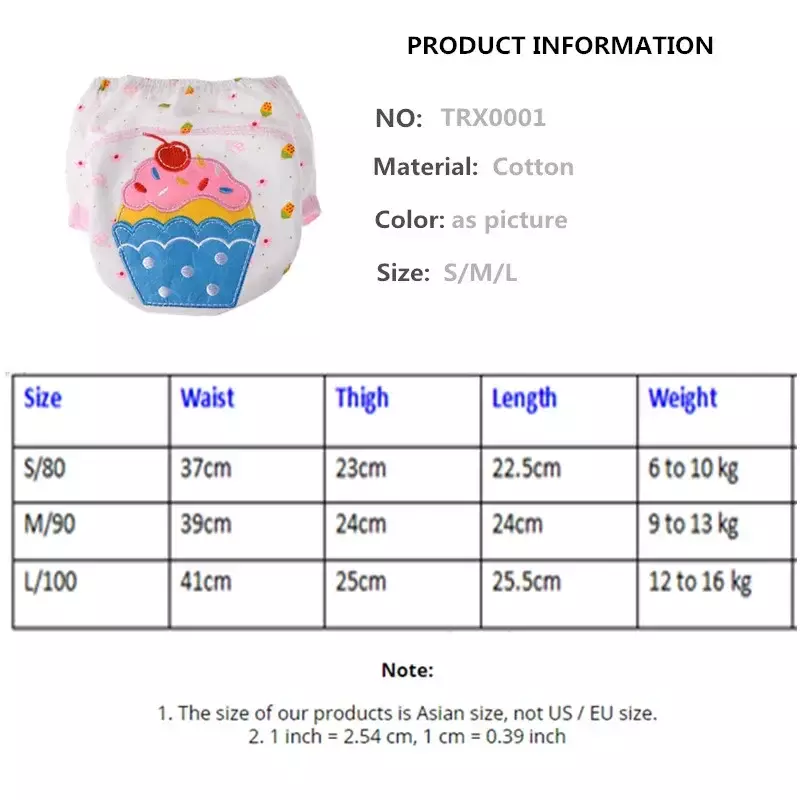 4 Buah/Lot Popok Bayi Pakaian Dalam Anak-anak Dapat Digunakan Kembali Penutup Bernapas Celana Pelatihan Katun Pilih Desain HTRX0015