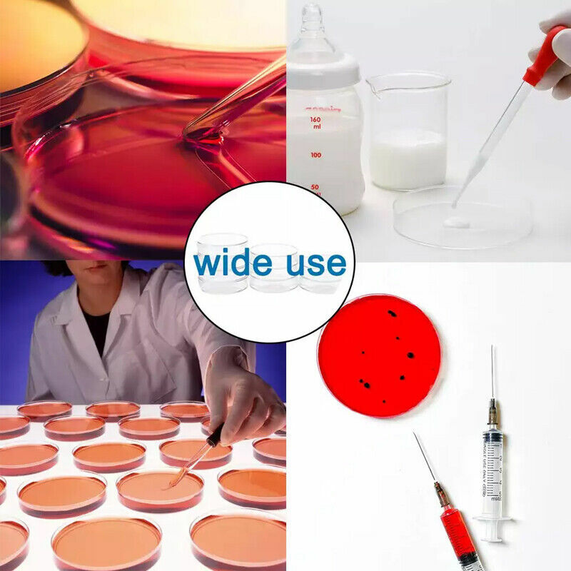 50Pcs Plastic Sterile Petri Dishes Bacteria Culture Dish with Lids 90x15mm for Laboratory Biological Scientific School Supplies