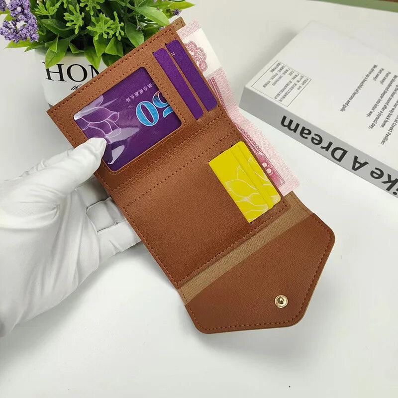 Portfel damska torebka z wieloma kartami karta wielofunkcyjna portmonetka moda prosty trzystopniowe krótki klips damski Mini portfel