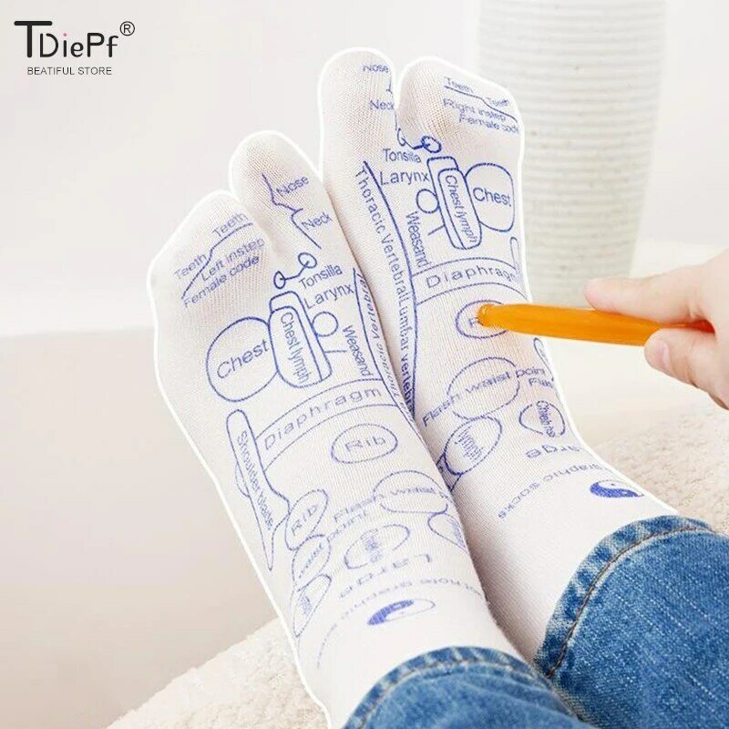1pcs Foot Massage Socks Acupressure Reflexology Socks Yoga Foot Massage Foot Point Diagram Acupoint Socks With Massage Sticks