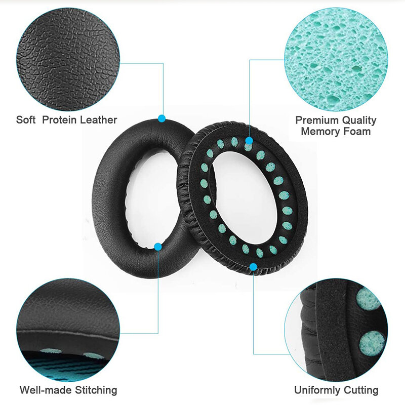 Wymienne poduszki nauszne KUTOU do słuchawek Bose QC45 QuietComfort 45, miękkie nauszniki ze skóry białkowej