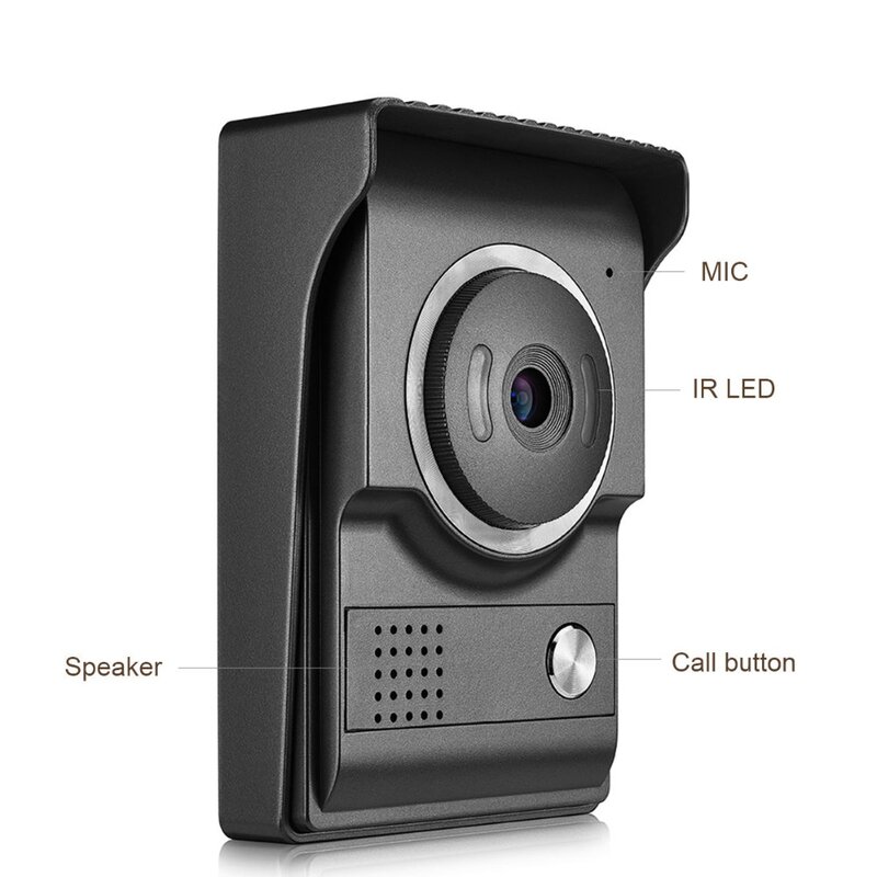 Outdoor IR Night Vision Campainha Video Intercom System, impermeável, câmera infravermelha, telefone da porta, com fio, 4 fios de cabo, 700TVL
