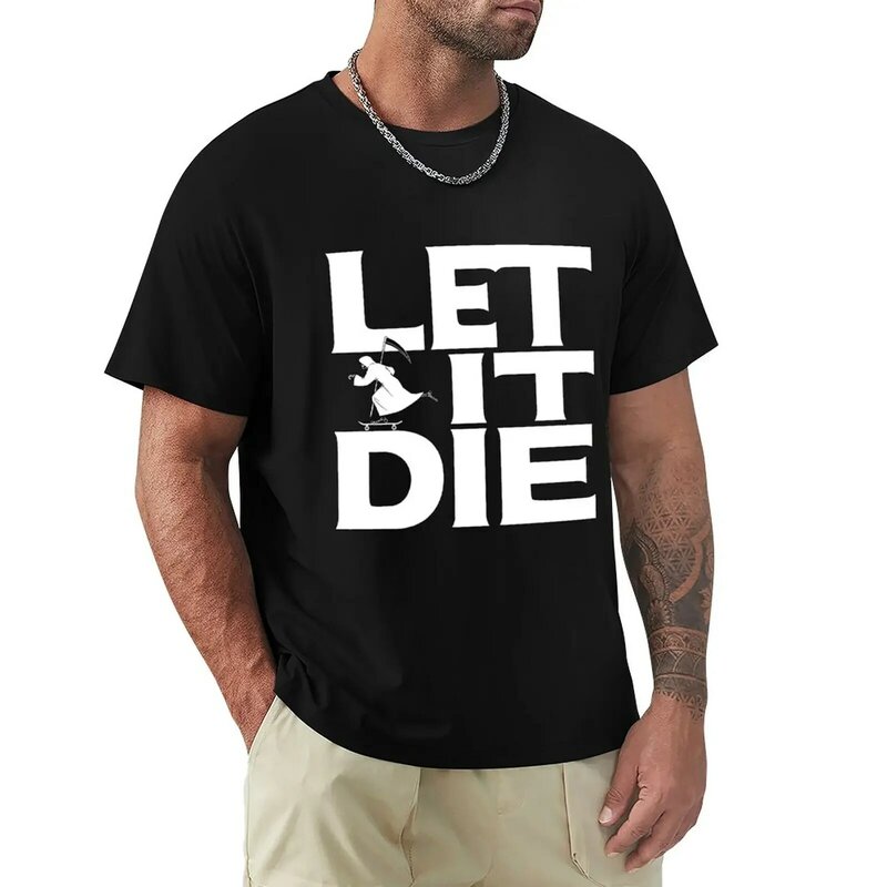 Camiseta de algodón con Logo Let it Die para hombres, camisetas oscuras, diseño de aduanas, ropa de anime, tops bonitos