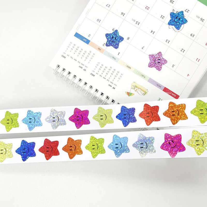 100-500pcs Holographic Star Reward Stickers Corlorful Adhesive Star Stickers Reward Chart Decorative Toy Gifts Sticker Labels