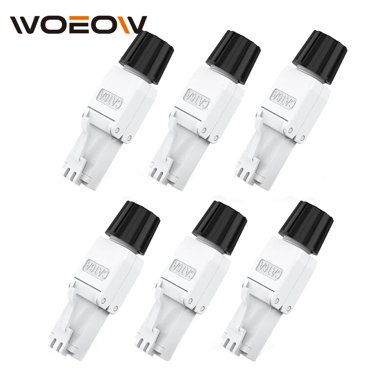 WoeoW Cat8 Cat7 Cat6A RJ45 Connector, Tool-Free Toolless Shielded Ethernet Termination Plug for Solid Bulk S/FTP Ethernet Cable