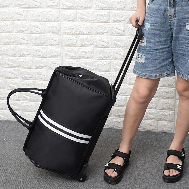 Large Capacity Luggage Trolley Bag with Wheels Travel Suitcase Foldable Duffle Cabin Women Men Hand Luggage Carry On Bags